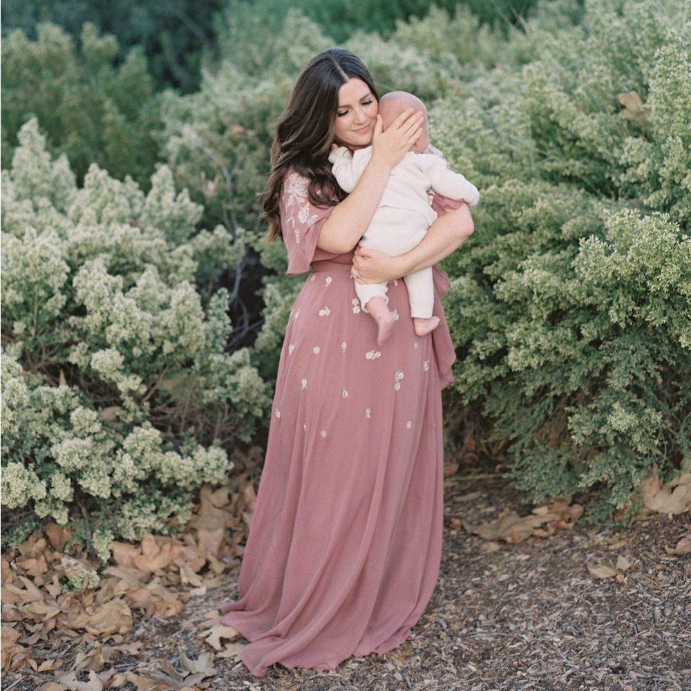 ASOS DESIGN Bridesmaid Maternity flutter sleeve wrap waist maxi dress